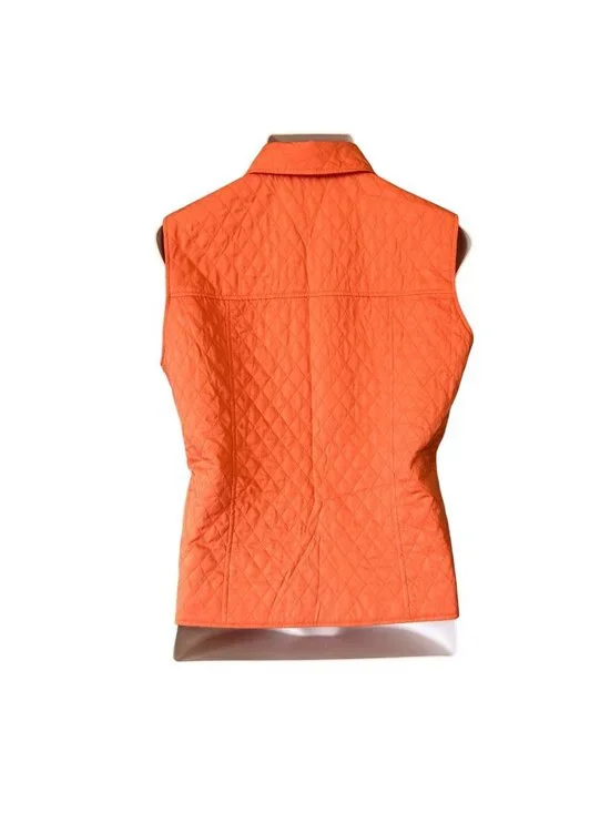 Womens I.C.Y. Quilted Vest XL Creamsicle Orange With Pockets Lightweight Layer - Picture 9 of 15